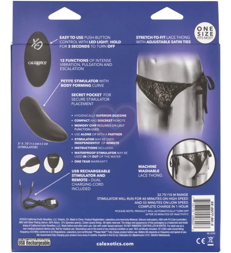 Вибратор для клитора с пультом Lace Thong Set One size чёрный фото 12