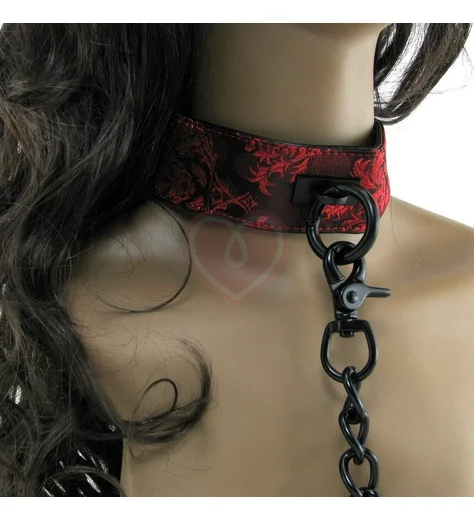 Ошейник с цепью атласный Scandal Collar with Leash фото 5