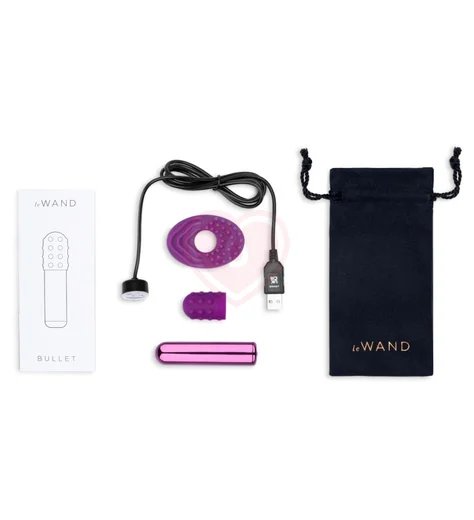 Маленькая вибропуля с двумя насадками Le Wand Bullet фиолетовая фото 3