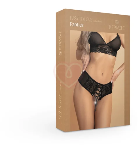 Трусики с открытым доступом и декоративной шнуровкой спереди Easy To Love чёрные фото 5