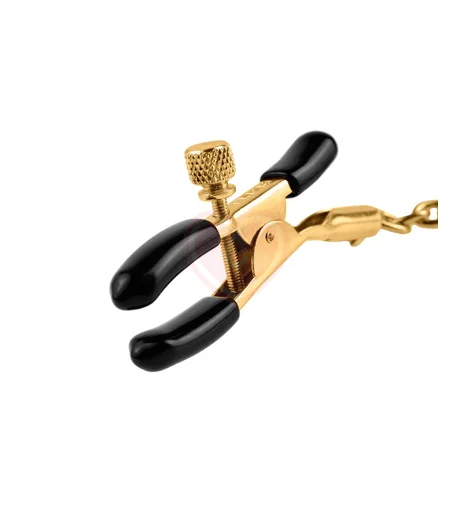Зажимы на соски Pipedream Gold Chain Nipple Clamps чёрные с золотом фото 2