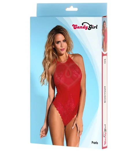 Элегантное боди из кружева красное фото 3