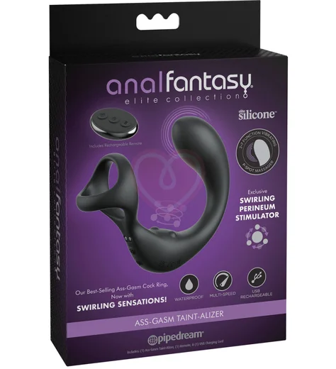 Стимулятор простаты с вибрацией эрекционным кольцом и пультом Ass-gasm Taint-alizer чёрный фото 4