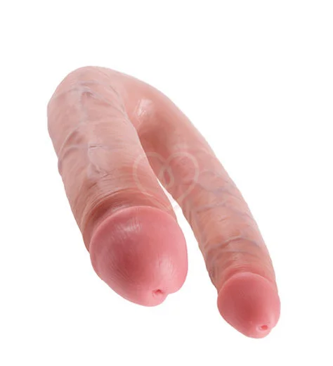 Двухсторонний фаллоимитатор King Cock U-Shaped Double большой телесный фото 2