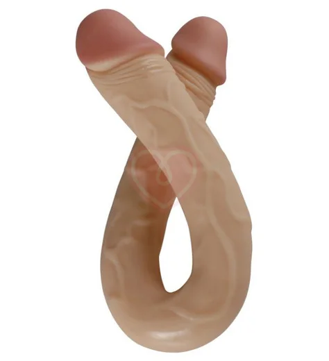 Загнутый двусторонний фаллоимитатор Real 46 см фото 4