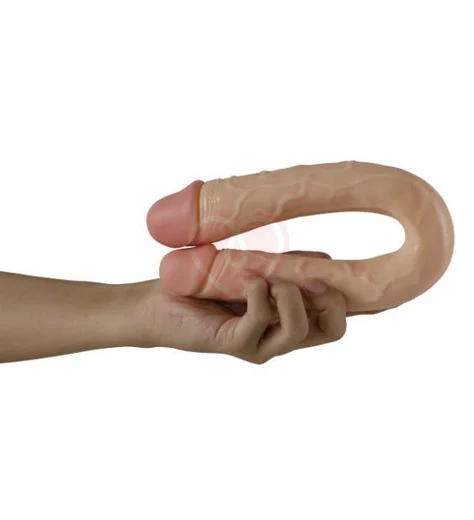 Загнутый двусторонний фаллоимитатор Real 46 см фото 5