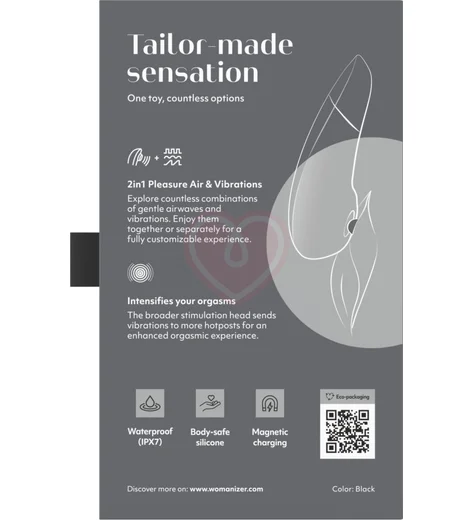 Бесконтактный клиторальный стимулятор с вибрацией Womanizer Enhance чёрный фото 3