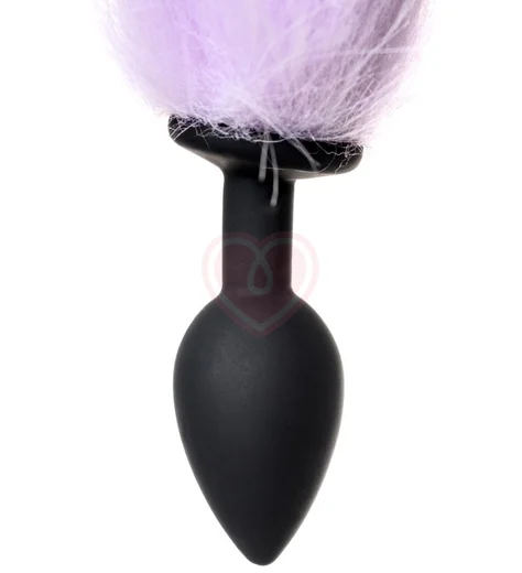Силиконовая анальная пробка с бело-фиолетовым хвостом Popo Pleasure S фото 2