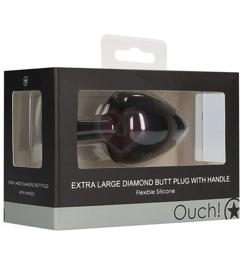 Анальная пробка для ношения с кристаллами Extra Large Diamond Butt Plug With Handle фото 5