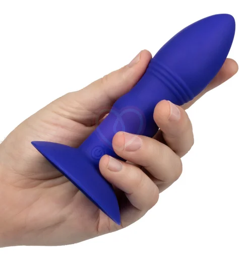 Анальная пробка с ротацией и управлением через браслет Remote Rimming синяя фото 6