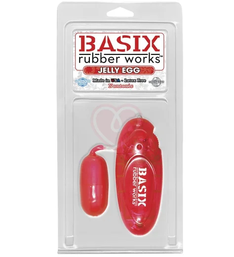 Виброяйцо с пультом Basix Rubber Works Jelly Egg красное фото 2
