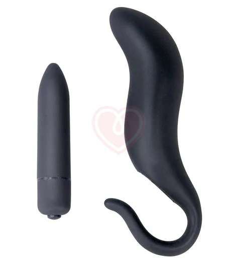 Рельефная анальная вибропробка Black Velvets фото 3