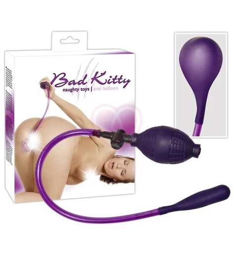 Надувная анальная пробка Bad Kitty фиолетовая фото 2