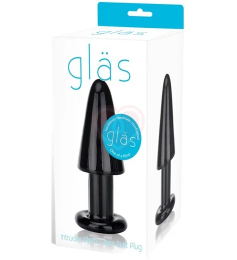 Стеклянная анальная пробка Intruder Black Glass чёрная фото 2