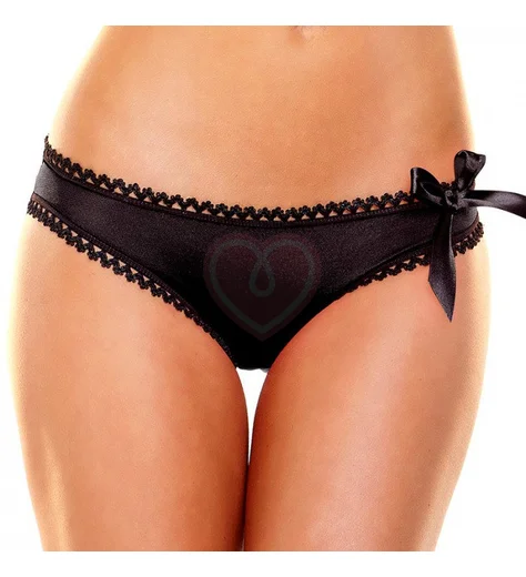 Трусики с ажурной попкой и бантиком Hustler Lingerie чёрные фото 2