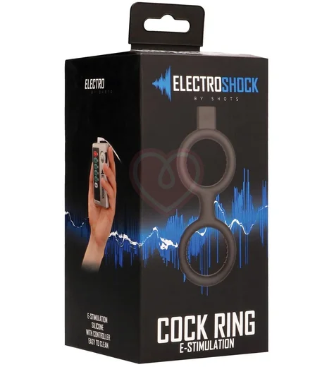 Двойное кольцо с электростимуляцией Shots Cock Ring with Ballstrap фото 3