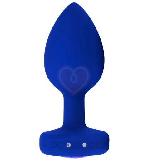 Вибропробка b-Vibe Vibrating Jewel Plug L/XL с кристаллом и пультом синяя фото 6