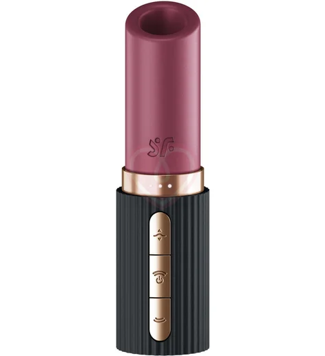 Вакуумно-волновой клиторальный стимулятор помада Satisfyer Deep Kiss Black чёрный фото 1