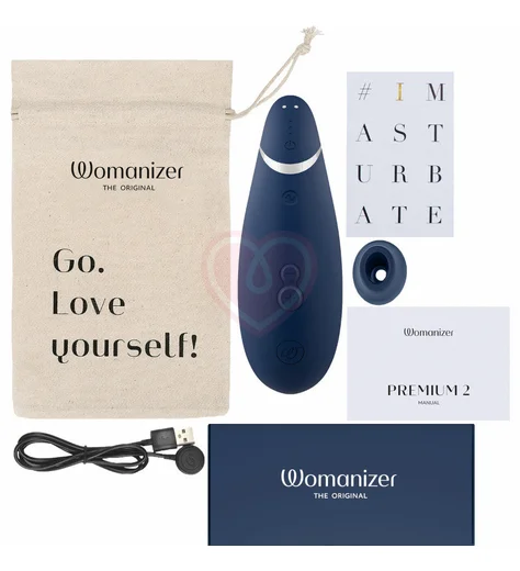 Бесконтактный клиторальный стимулятор Womanizer Premium 2 синий фото 2