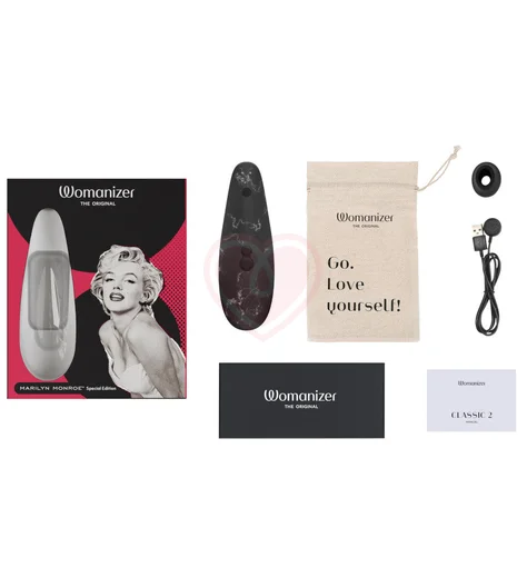 Бесконтактный клиторальный стимулятор Womanizer Classic 2 Marilyn Monroe чёрный мрамор фото 3