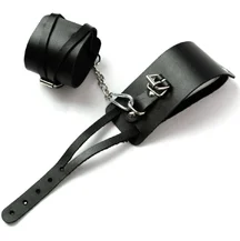 Оковы из черной кожи с креплением в виде веревочек Crazy Handmade