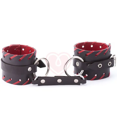 Оковы из натуральной кожи с красной окантовкой Crazy Handmade фото 1