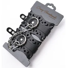 Наручники из чёрной кожи с узорами Crazy Handmade