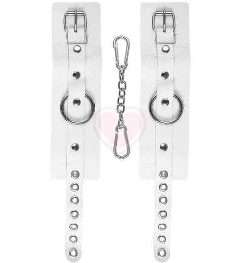 Белые наручники из мягкой кожи Crazy Handmade фото 3