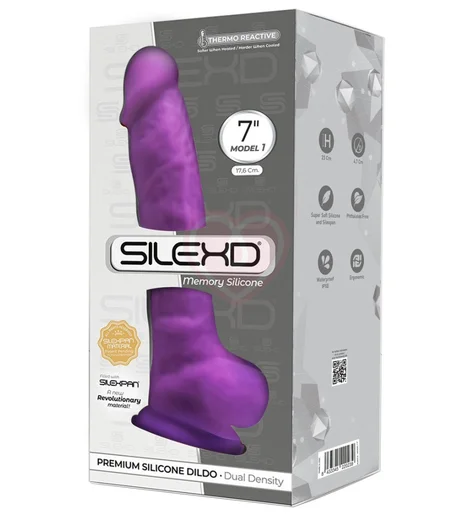 Фаллоимитатор на присоске с мошонкой SileXD Model 1 фиолетовый 17,5 см фото 2