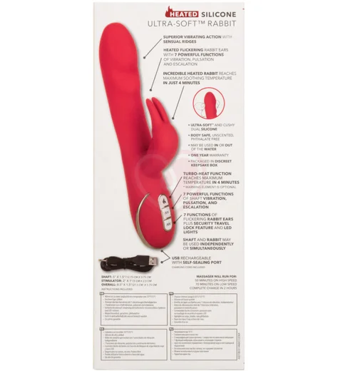 Мягкий вибратор-кролик с нагревом Signature Heated Ultra-Soft Rabbit красный фото 9