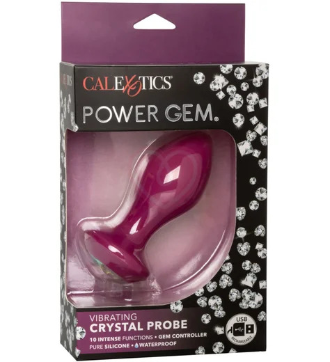 Анальная пробка с кристаллом и вибрацией Power Gem Vibrating Crystal Probe розовая фото 3