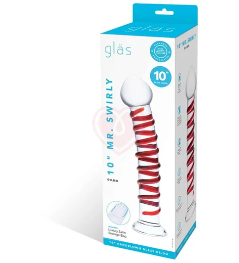 Стеклянный фаллоимитатор с красной спиралью Glas Mr.Swirly Dildo фото 6