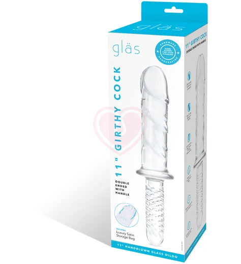 Стеклянный фаллоимитатор с ручкой Girthy Cock Double Ended With Handle прозрачный фото 2