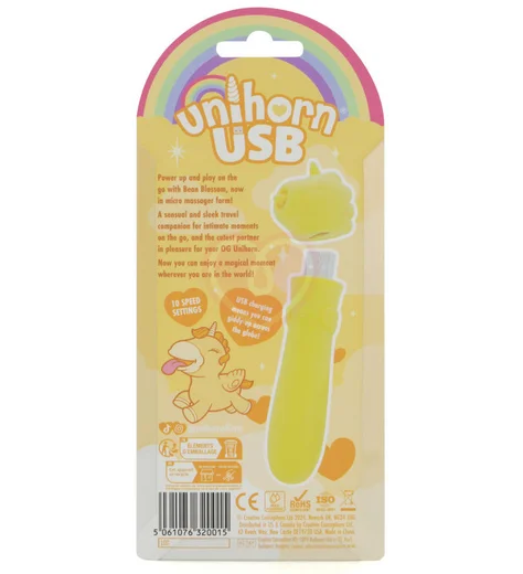 Вибропуля Unihorn Usb Bean Blossom со стимуляцией язычком жёлтая фото 4