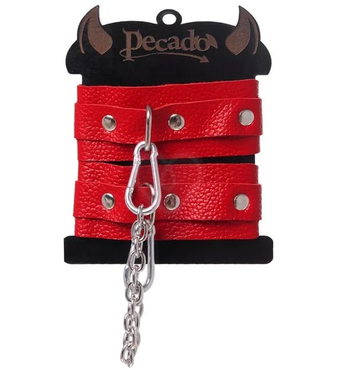 Мини-оковы на ноги со скругленными углами Pecado BDSM красные фото 6