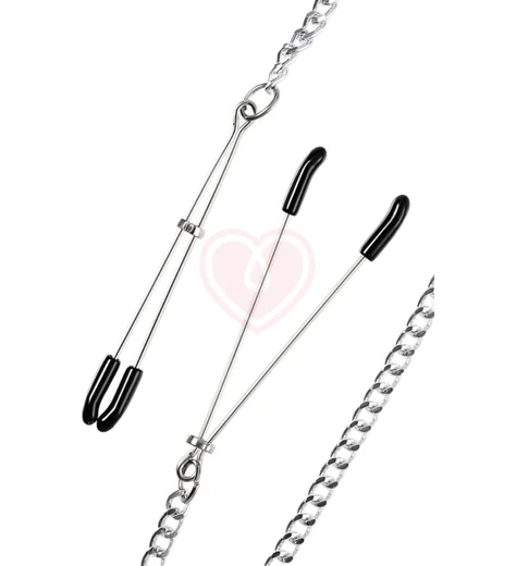 Зажимы-вилки на соски с цепочкой Pecado BDSM серебряный фото 3