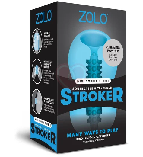 Рельефный мастурбатор Mini Double Bubble голубой фото 3