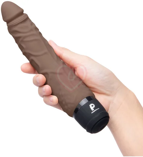 Изогнутый реалистичный вибратор PowerCocks 16 см шоколад фото 5
