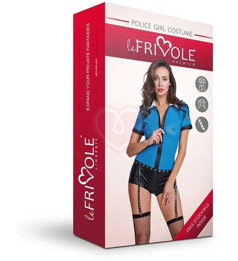 Боди-комбинезон Полицейского с чулками и поясом синий с чёрным фото 4