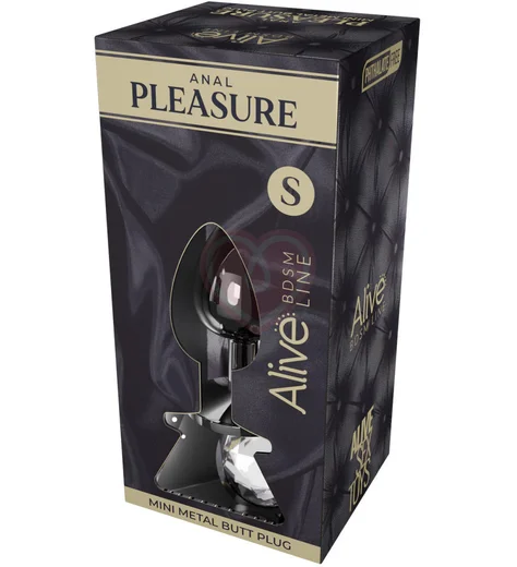 Анальная пробка Alive Mini Metal Butt Plug S с прозрачным кристаллом фото 2