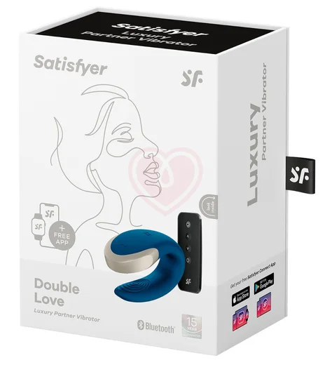 Вибратор для пар Satisfyer Double Love с пультом управления и приложением синий фото 4