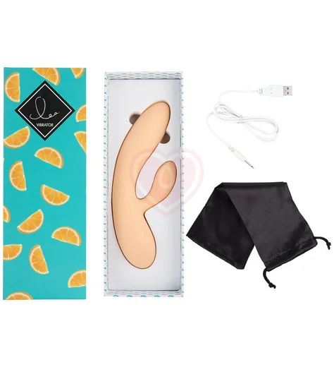 Вибратор с клиторальным стимулятором Lea Rabbit Vibrator Citrus персиковый фото 3