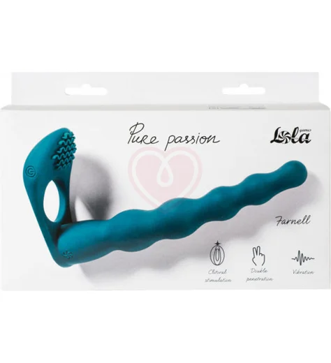 Вибронасадка для двойного проникновения со стимуляцией клитора Pure Passion Farnell 17 см зелёная фото 3