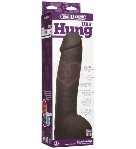 Огромная насадка фаллоимитатор Vac-U-Lock Ultraskyn Hung 32 см чёрная фото 3