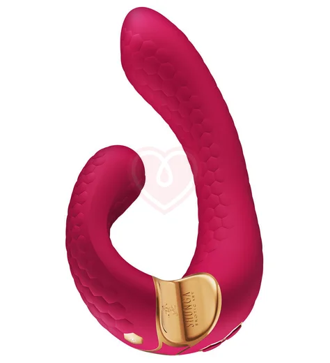 Вибратор с клиторальным стимулятором Shunga MIYO малиновый фото 4