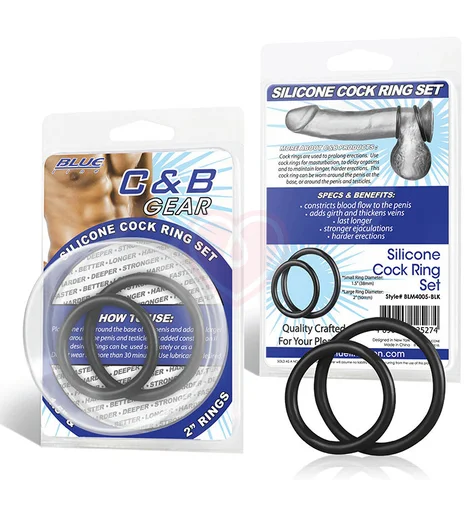 Набор из двух чёрных колец разного диаметра Silicone Cock Ring Set фото 3