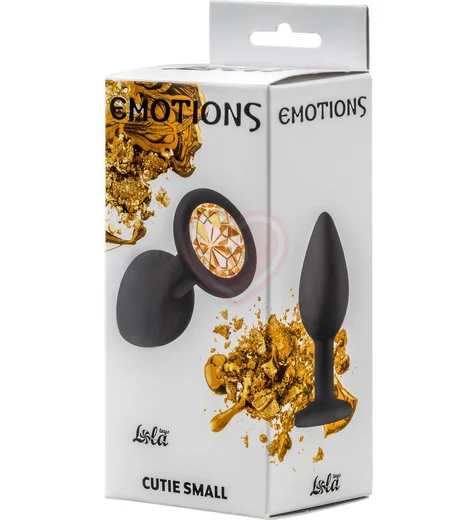 Маленькая анальная пробка Emotions Cutie Small чёрная с золотым кристаллом фото 3