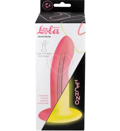 Гнущийся фаллоимитатор Techno Moon Beam светящийся в темноте 16 см розовый фото 4