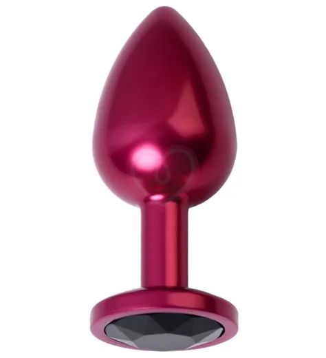 Анальная пробка с кристаллом ToyFa Metal красно-чёрная фото 2