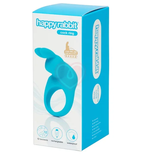 Эрекционное виброкольцо Happy Rabbit голубое фото 3